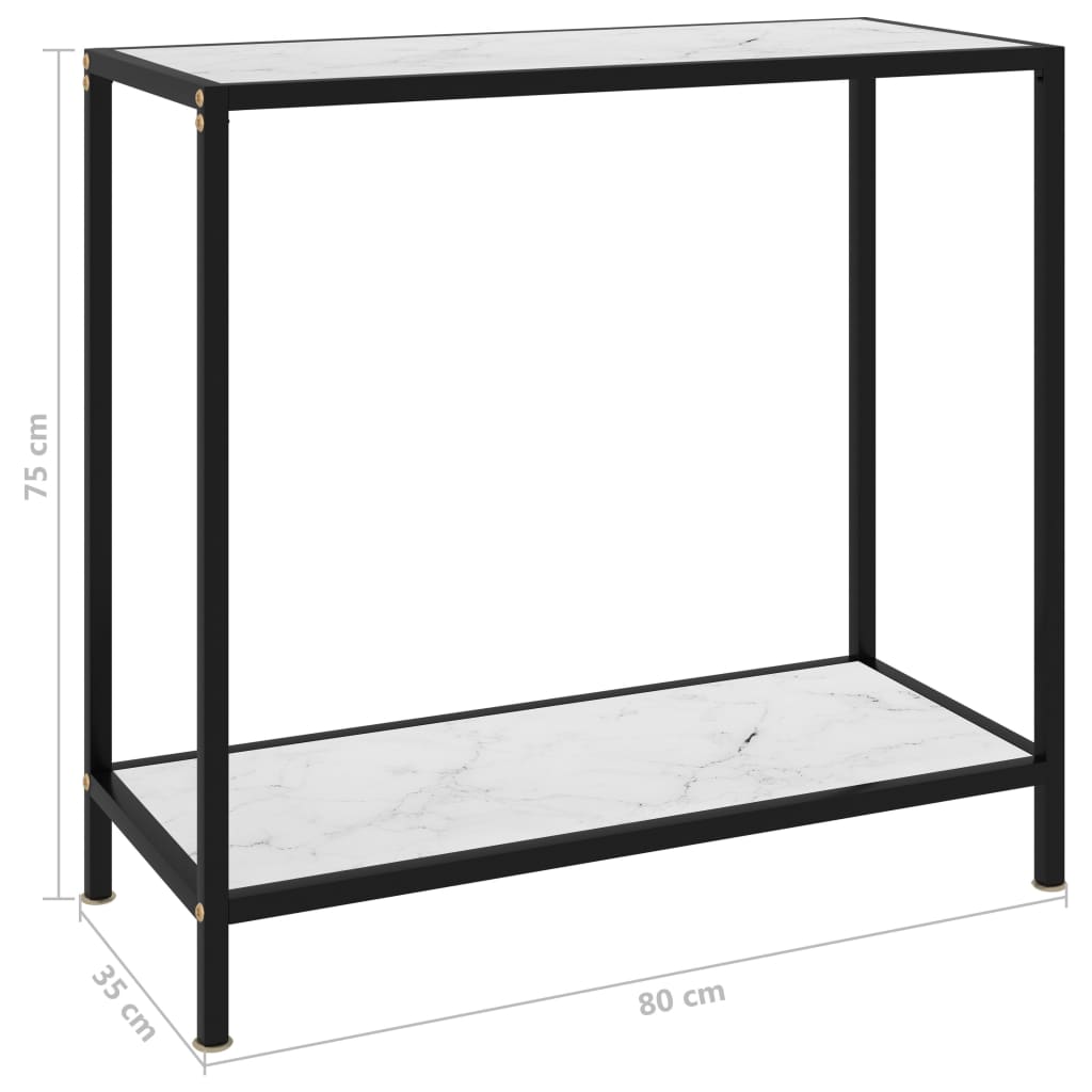 vidaXL Masă consolă, alb, 80 x 35 x 75 cm, sticlă securizată vidaXL Masă consolă, alb, 80 x 35 x 75 cm, sticlă securizată