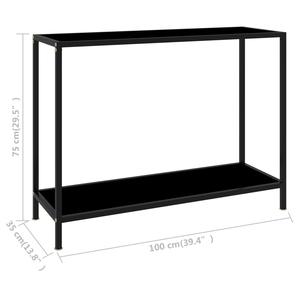 vidaXL Masă consolă, negru, 100 x 35 x 75 cm, sticlă securizată