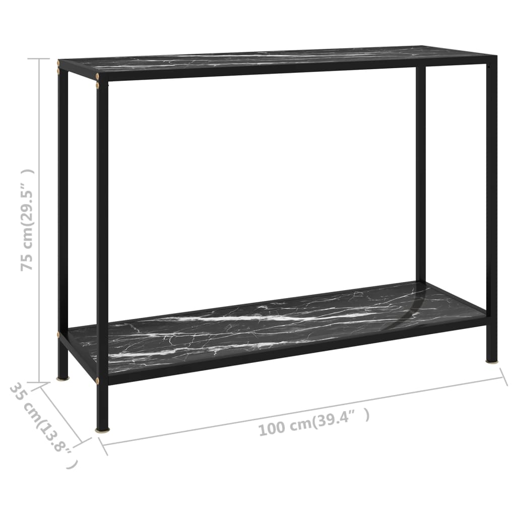 vidaXL Masă consolă, negru, 100 x 35 x 75 cm, sticlă securizată