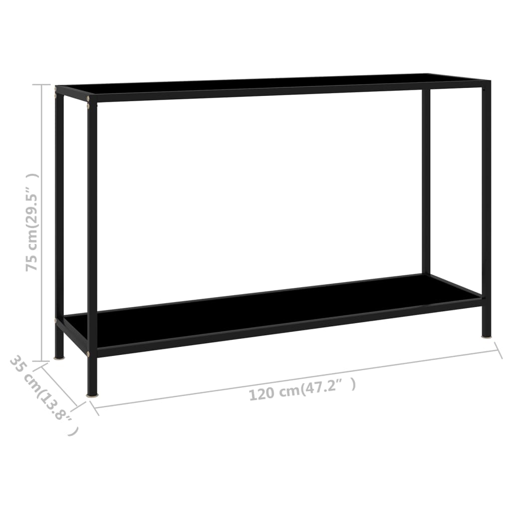 vidaXL Masă consolă, negru, 120 x 35 x 75 cm, sticlă securizată
