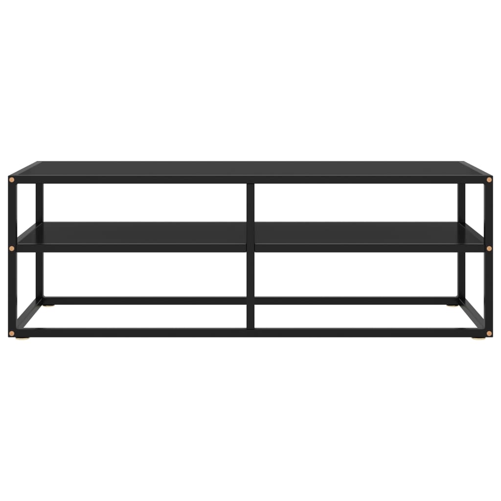 vidaXL Comodă TV neagră cu sticlă neagră, 120 x 40 x 40 cm