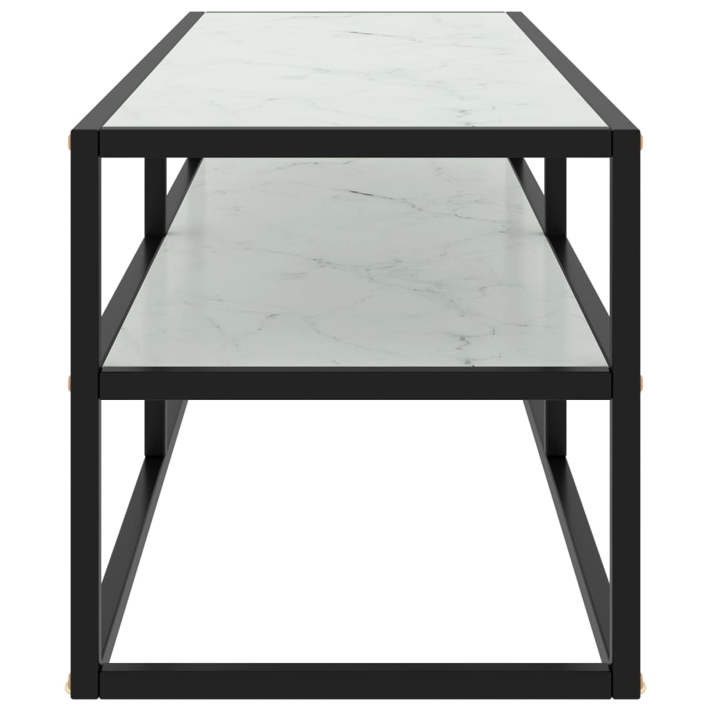 vidaXL Comodă TV, negru, 120x40x40 cm, sticlă de marmură albă