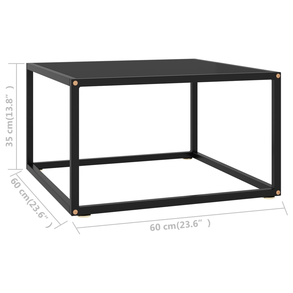 vidaXL Măsuță de cafea, negru cu sticlă neagră, 60x60x35 cm vidaXL Măsuță de cafea, negru cu sticlă neagră, 60x60x35 cm