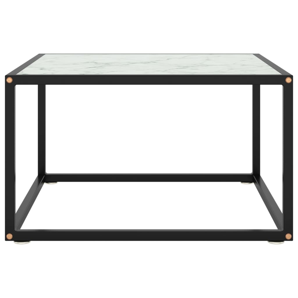 vidaXL Măsuță de cafea, negru cu sticlă albă marmorată, 60x60x35 cm vidaXL Măsuță de cafea, negru cu sticlă albă marmorată, 60x60x35 cm