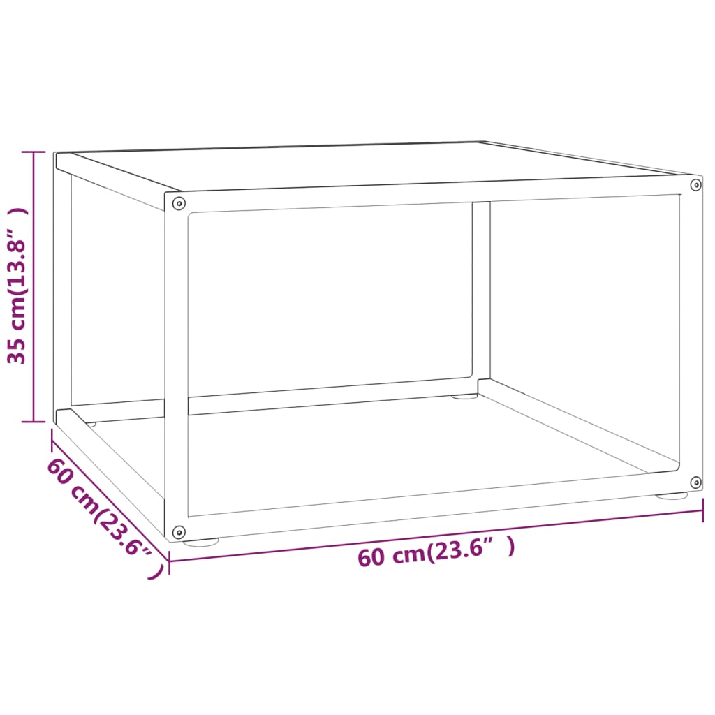 vidaXL Măsuță de cafea, negru cu sticlă albă marmorată, 60x60x35 cm vidaXL Măsuță de cafea, negru cu sticlă albă marmorată, 60x60x35 cm