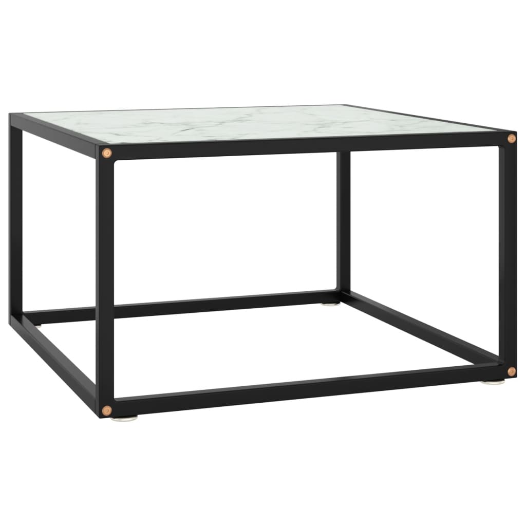 vidaXL Măsuță de cafea, negru cu sticlă albă marmorată, 60x60x35 cm vidaXL Măsuță de cafea, negru cu sticlă albă marmorată, 60x60x35 cm