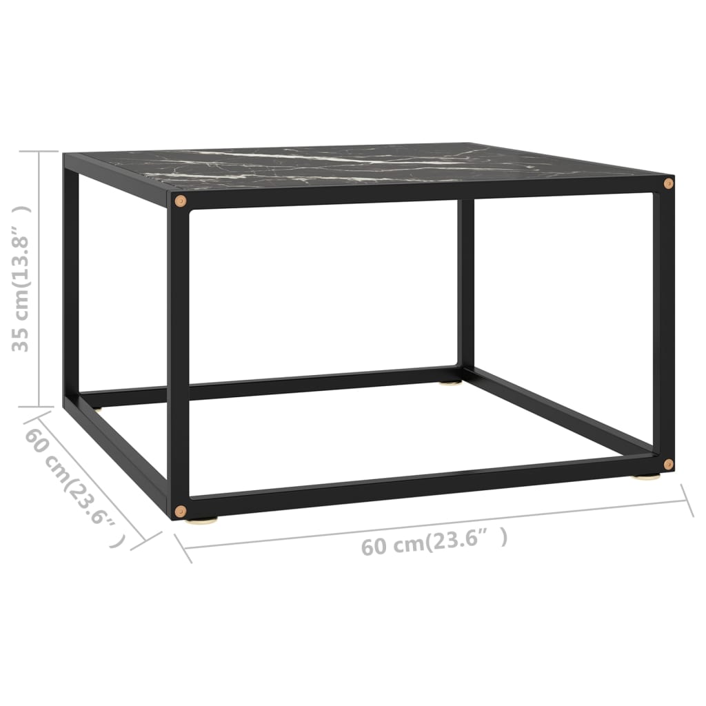 vidaXL Măsuță de cafea, negru cu sticlă neagră marmorată, 60x60x35 cm vidaXL Măsuță de cafea, negru cu sticlă neagră marmorată, 60x60x35 cm