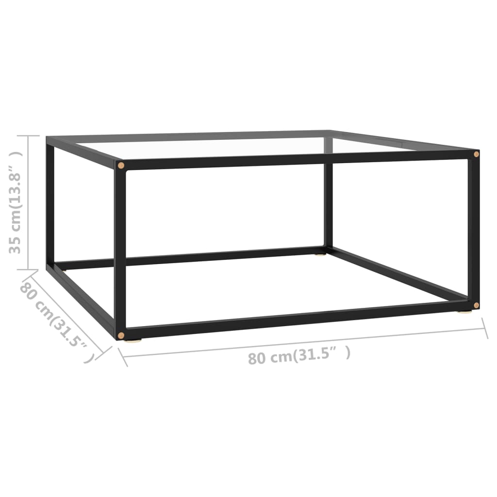 vidaXL Măsuță de cafea, negru cu sticlă securizată, 80x80x35 cm vidaXL Măsuță de cafea, negru cu sticlă securizată, 80x80x35 cm