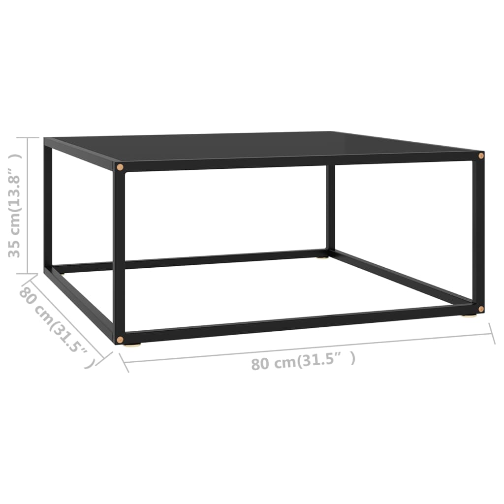vidaXL Măsuță de cafea, neagră cu sticlă neagră, 80x80x35 cm vidaXL Măsuță de cafea, neagră cu sticlă neagră, 80x80x35 cm
