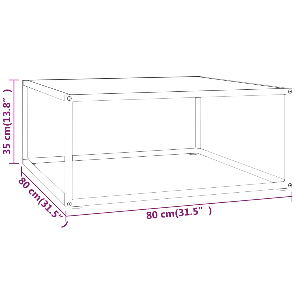 vidaXL Măsuță de cafea, neagră cu sticlă albă marmorată, 80x80x35 cm vidaXL Măsuță de cafea, neagră cu sticlă albă marmorată, 80x80x35 cm