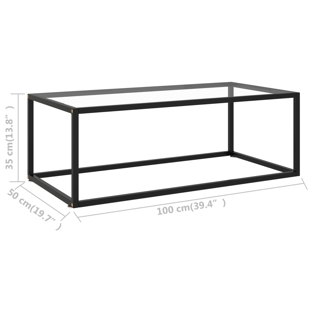 vidaXL Măsuță de cafea, negru cu sticlă securizată, 100x50x35 cm vidaXL Măsuță de cafea, negru cu sticlă securizată, 100x50x35 cm