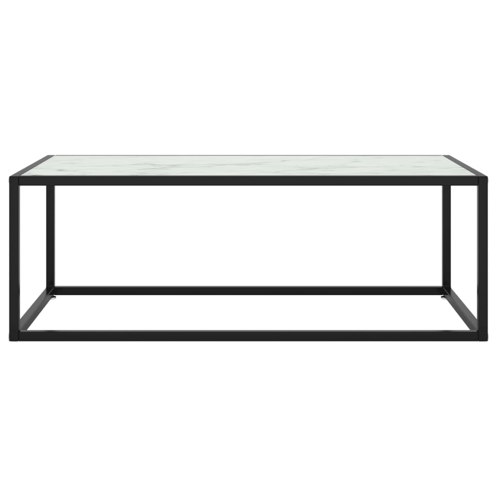 vidaXL Măsuță de cafea, negru & sticlă albă marmorată, 100x50x35 cm vidaXL Măsuță de cafea, negru & sticlă albă marmorată, 100x50x35 cm