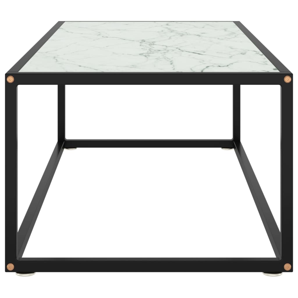 vidaXL Măsuță de cafea, negru & sticlă albă marmorată, 100x50x35 cm vidaXL Măsuță de cafea, negru & sticlă albă marmorată, 100x50x35 cm