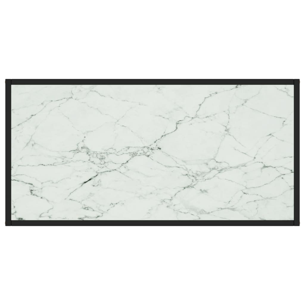 vidaXL Măsuță de cafea, negru & sticlă albă marmorată, 100x50x35 cm vidaXL Măsuță de cafea, negru & sticlă albă marmorată, 100x50x35 cm