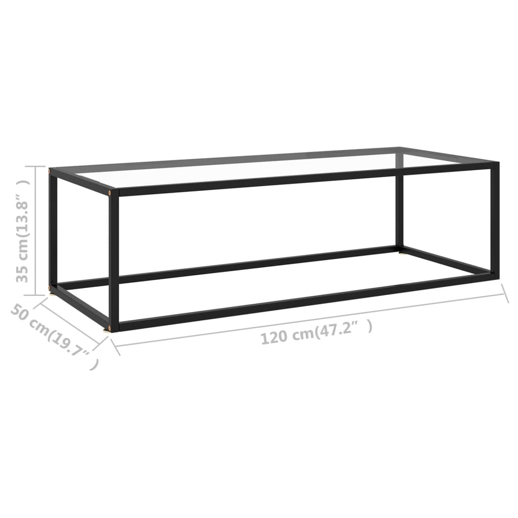 vidaXL Măsuță de cafea, negru cu sticlă securizată, 120x50x35 cm vidaXL Măsuță de cafea, negru cu sticlă securizată, 120x50x35 cm