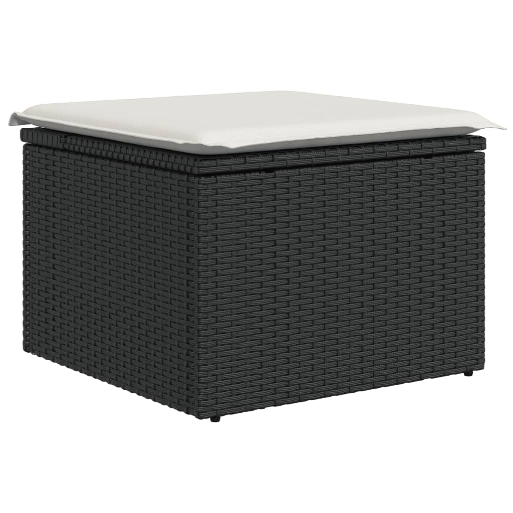 vidaXL Set canapele de grădină cu perne, 10 piese, negru, poliratan