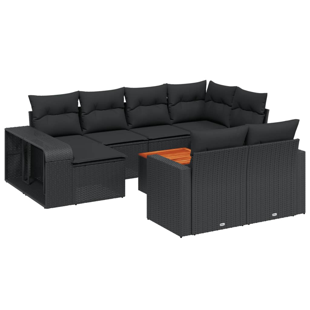 vidaXL Set canapele de grădină cu perne, 11 piese, negru, poliratan vidaXL Set canapele de grădină cu perne, 11 piese, negru, poliratan