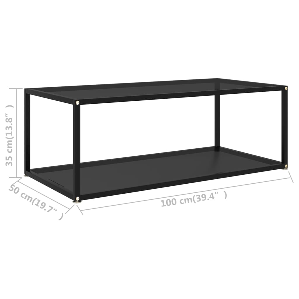vidaXL Măsuță de cafea, negru, 100x50x35 cm, sticlă securizată vidaXL Măsuță de cafea, negru, 100x50x35 cm, sticlă securizată