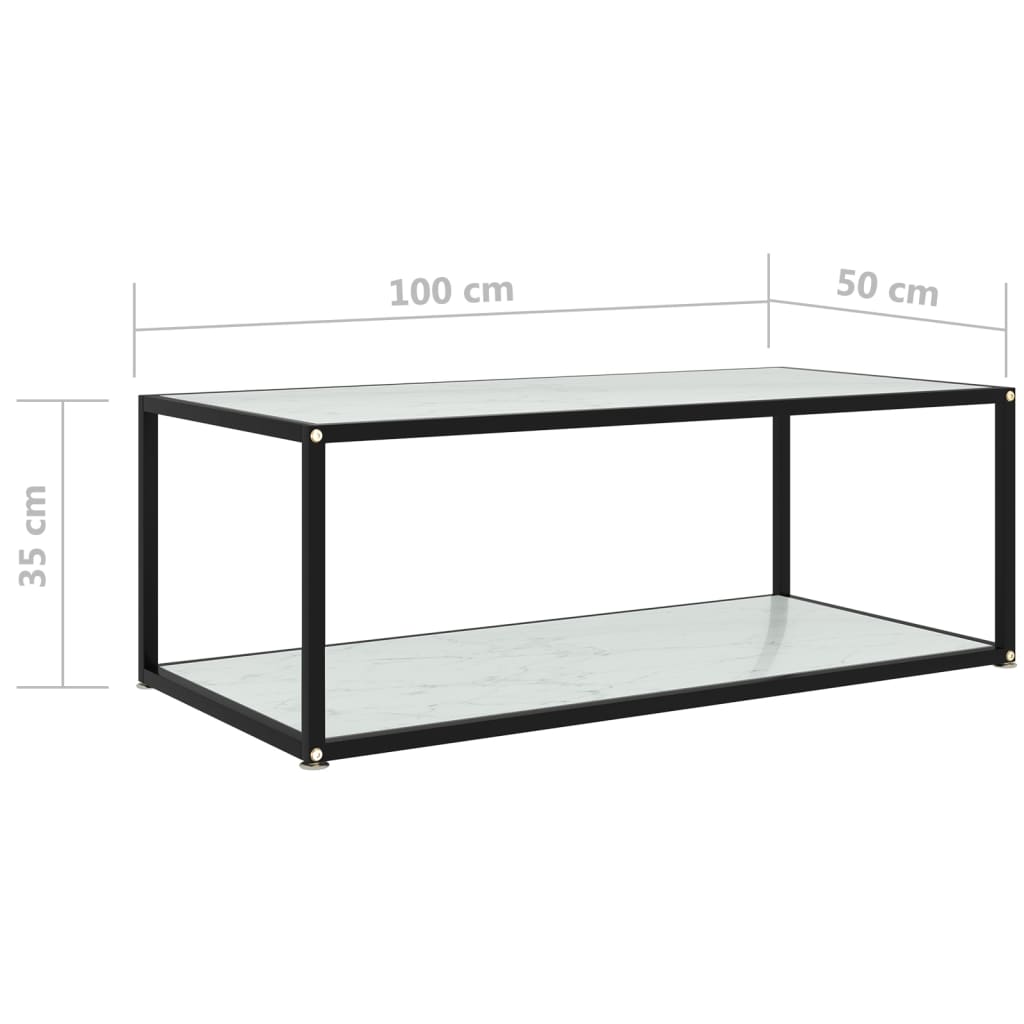 vidaXL Măsuță de cafea, alb, 100x50x35 cm, sticlă securizată