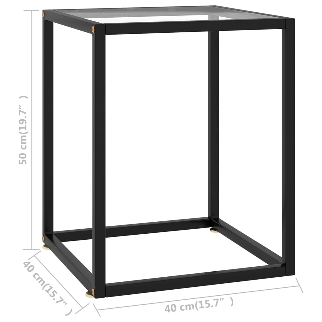 vidaXL Măsuță de cafea, negru cu sticlă securizată, 40x40x50 cm vidaXL Măsuță de cafea, negru cu sticlă securizată, 40x40x50 cm