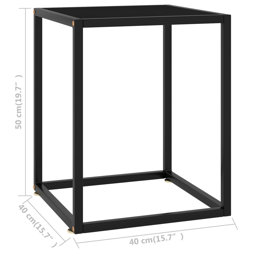 vidaXL Măsuță de cafea, neagră cu sticlă neagră, 40x40x50 cm vidaXL Măsuță de cafea, neagră cu sticlă neagră, 40x40x50 cm