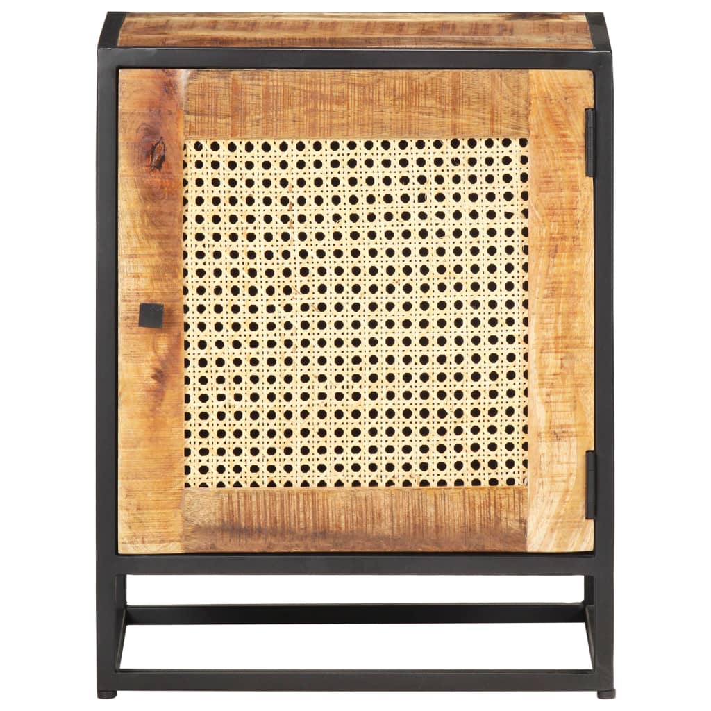 vidaXL Noptieră, 40x30x50 cm, lemn de mango brut și trestie naturală vidaXL Noptieră, 40x30x50 cm, lemn de mango brut și trestie naturală