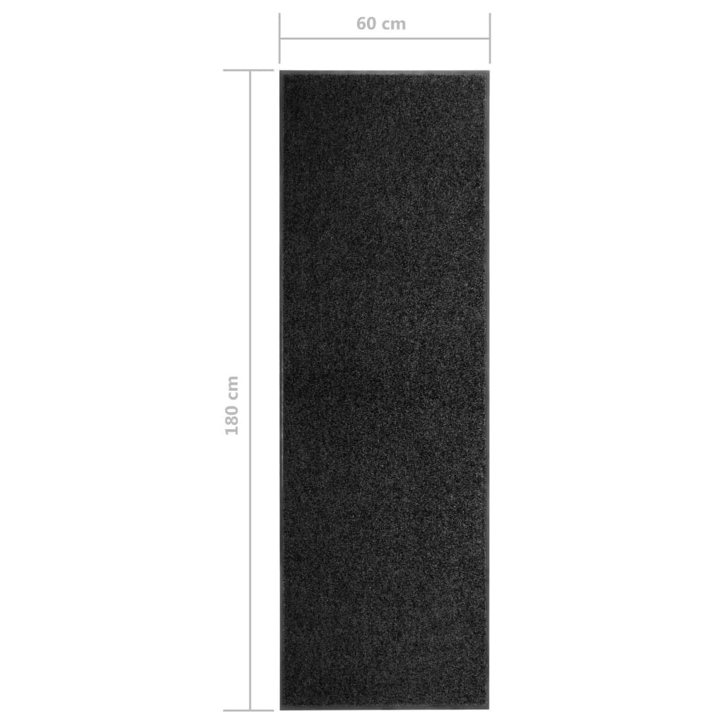 vidaXL Covoraș de ușă lavabil negru 60x180 cm