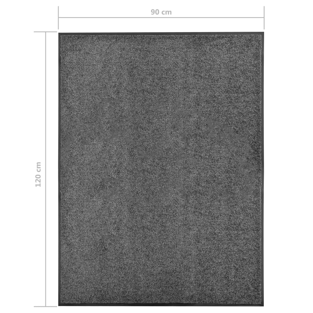 vidaXL Covoraș de ușă lavabil, antracit, 90 x 120 cm