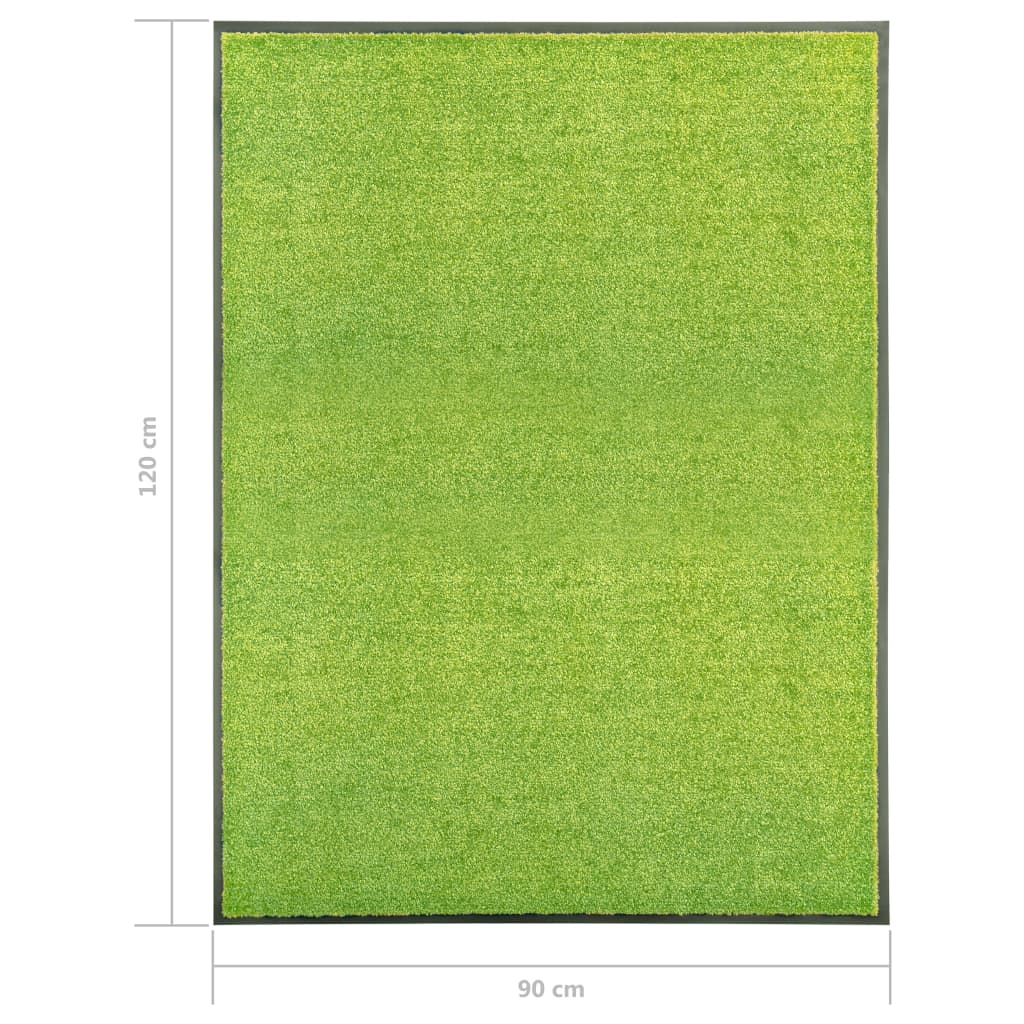 vidaXL Covoraș de ușă lavabil verde 90x120 cm
