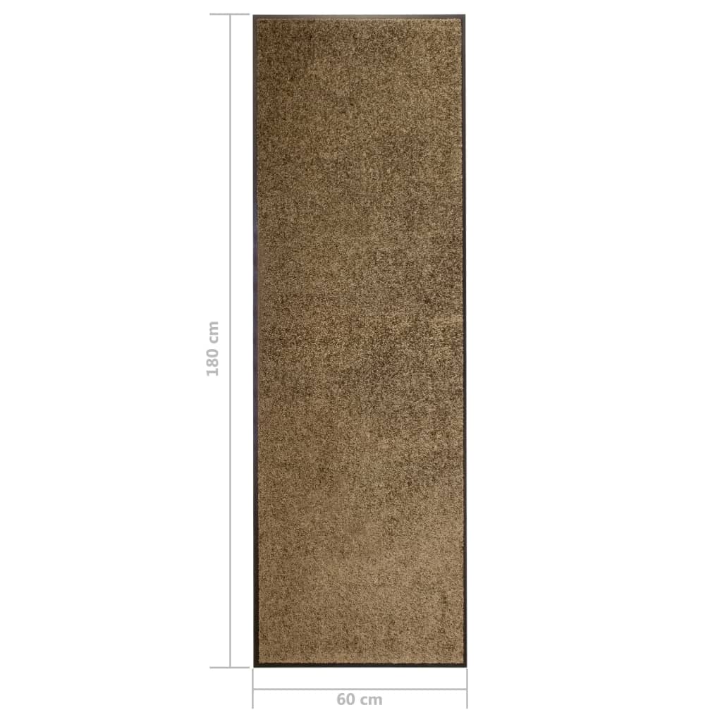 vidaXL Covoraș de ușă lavabil, maro, 60 x 180 cm
