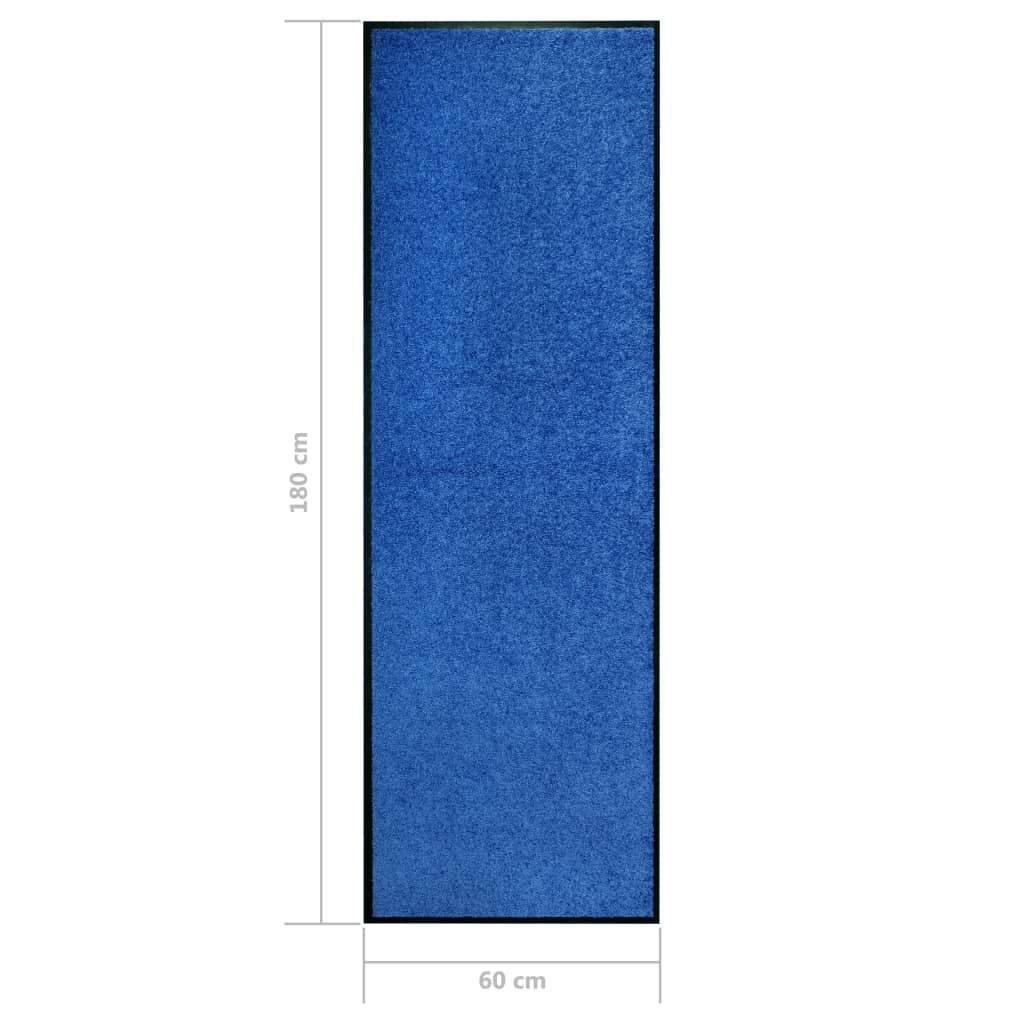 vidaXL Covoraș de ușă lavabil, albastru, 60 x 180 cm