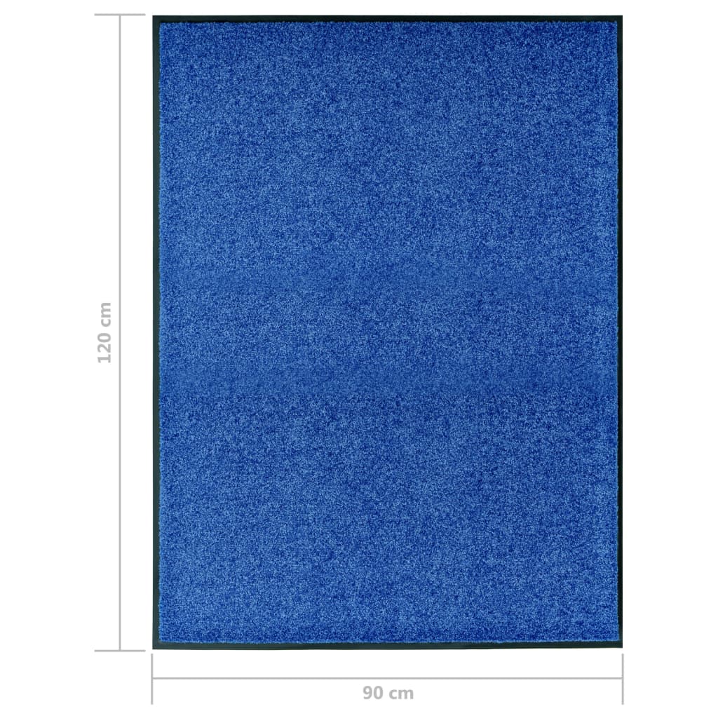 vidaXL Covoraș de ușă lavabil, albastru, 90 x 120 cm