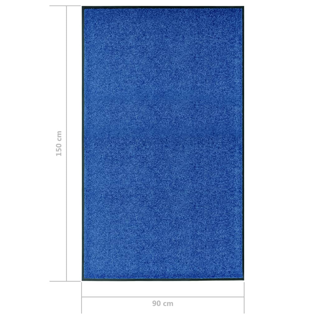 vidaXL Covoraș de ușă lavabil albastru 90x150 cm
