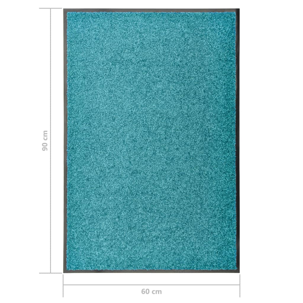 vidaXL Covoraș de ușă lavabil, cyan, 60 x 90 cm