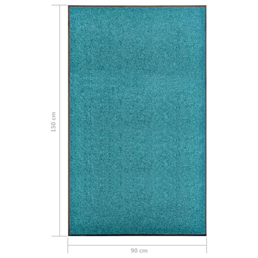 vidaXL Covoraș de ușă lavabil, cyan, 90 x 150 cm
