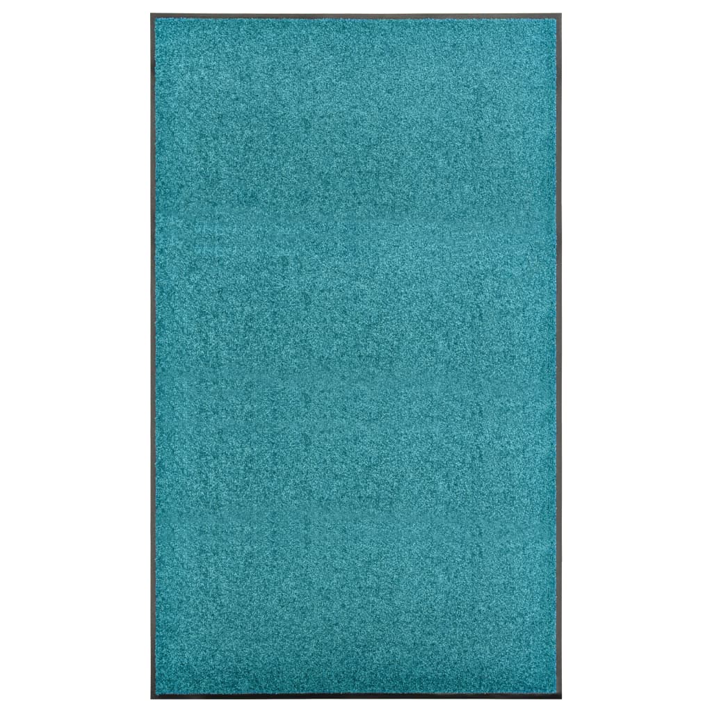 vidaXL Covoraș de ușă lavabil, cyan, 90 x 150 cm