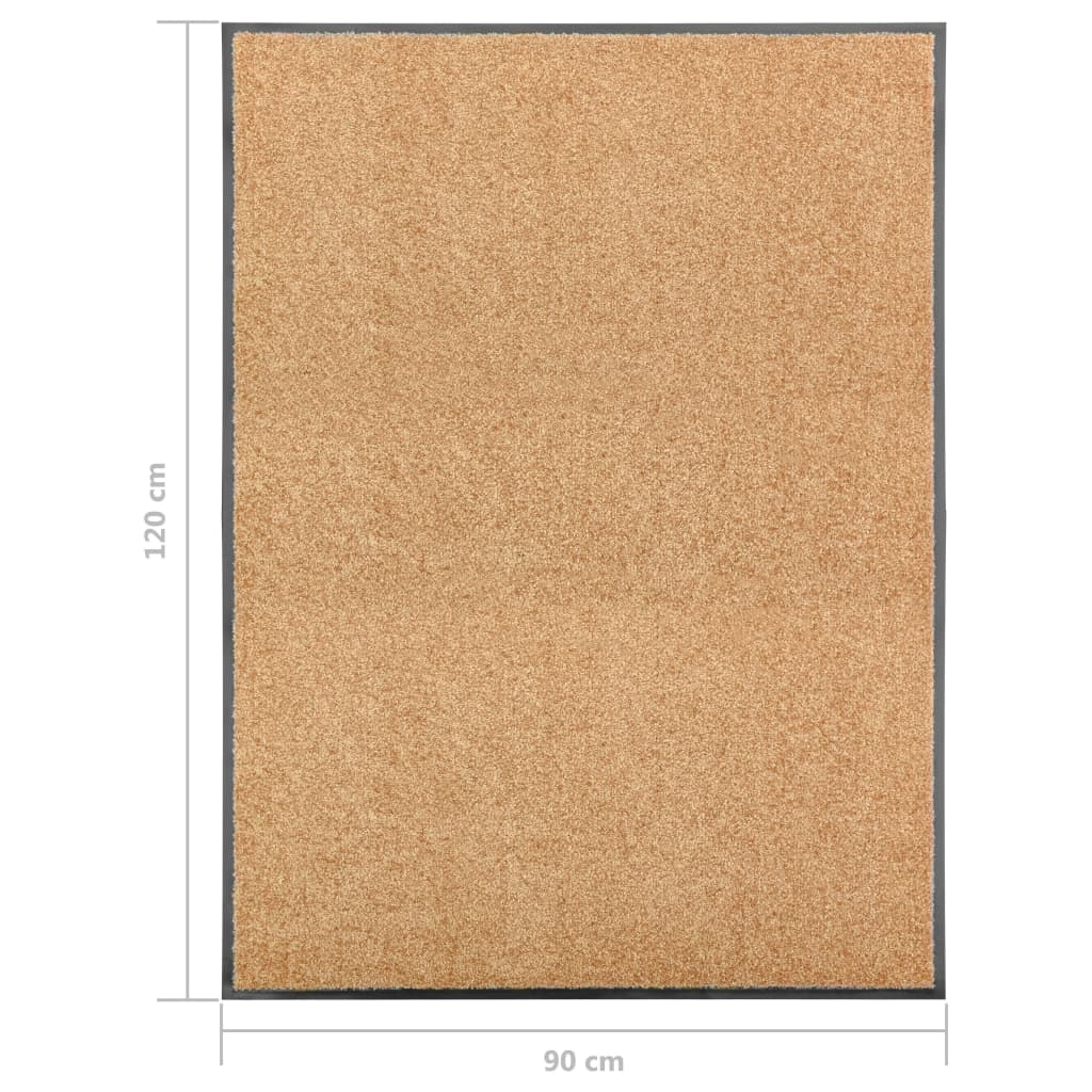 vidaXL Covoraș de ușă lavabil crem 90x120 cm