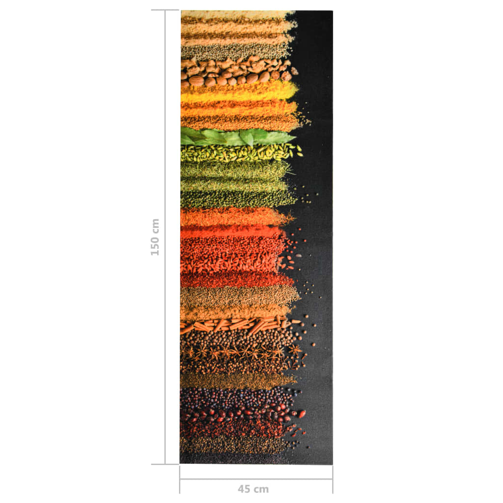 vidaXL Covoraș de bucătărie, lavabil, model condimente, 45x150 cm