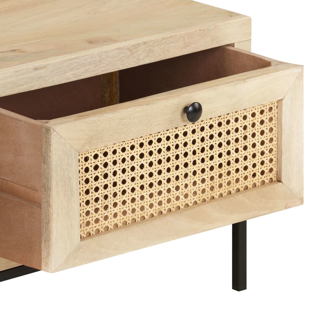 vidaXL Măsuță cafea, 90x50x37 cm, lemn masiv mango și trestie naturală vidaXL Măsuță cafea, 90x50x37 cm, lemn masiv mango și trestie naturală
