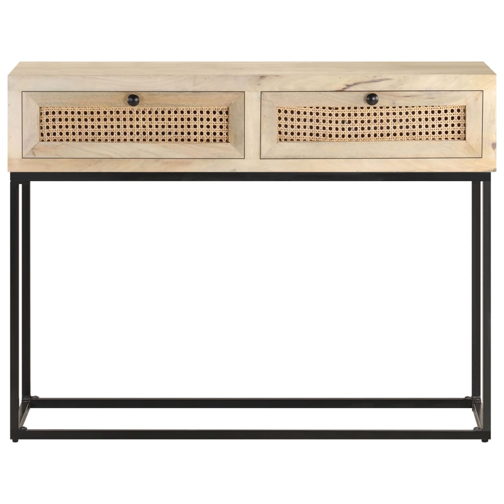 vidaXL Masă consolă, 100x35x76 cm, lemn masiv mango/trestie naturală vidaXL Masă consolă, 100x35x76 cm, lemn masiv mango/trestie naturală