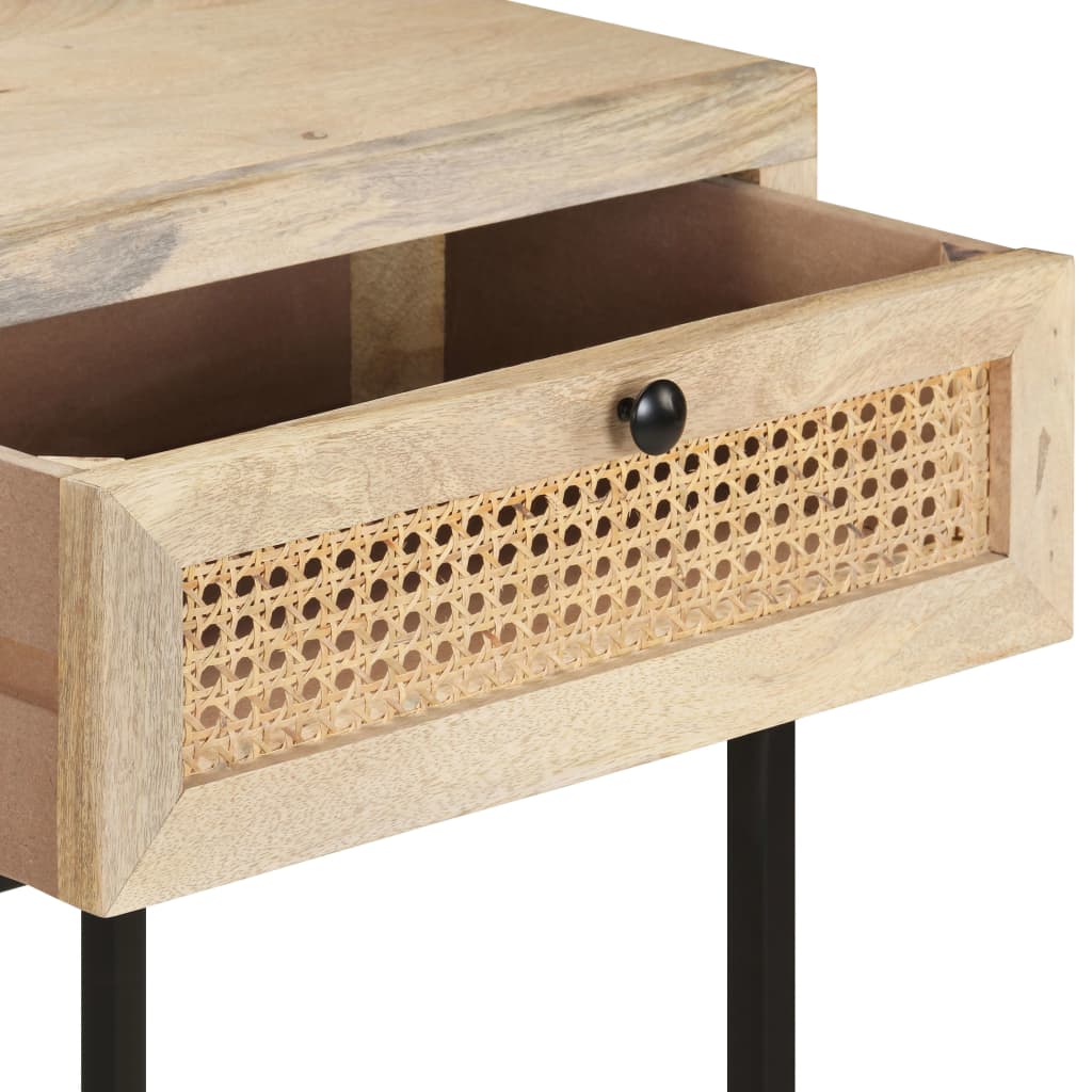 vidaXL Masă consolă, 100x35x76 cm, lemn masiv mango/trestie naturală vidaXL Masă consolă, 100x35x76 cm, lemn masiv mango/trestie naturală