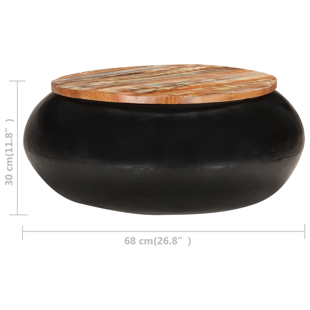 vidaXL Măsuță de cafea, negru, 68x68x30 cm, lemn masiv reciclat vidaXL Măsuță de cafea, negru, 68x68x30 cm, lemn masiv reciclat