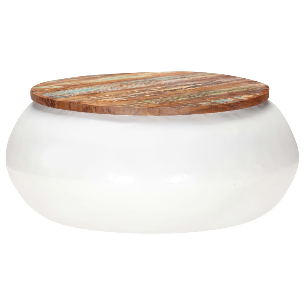vidaXL Măsuță de cafea, alb, 68x68x30 cm, lemn masiv reciclat