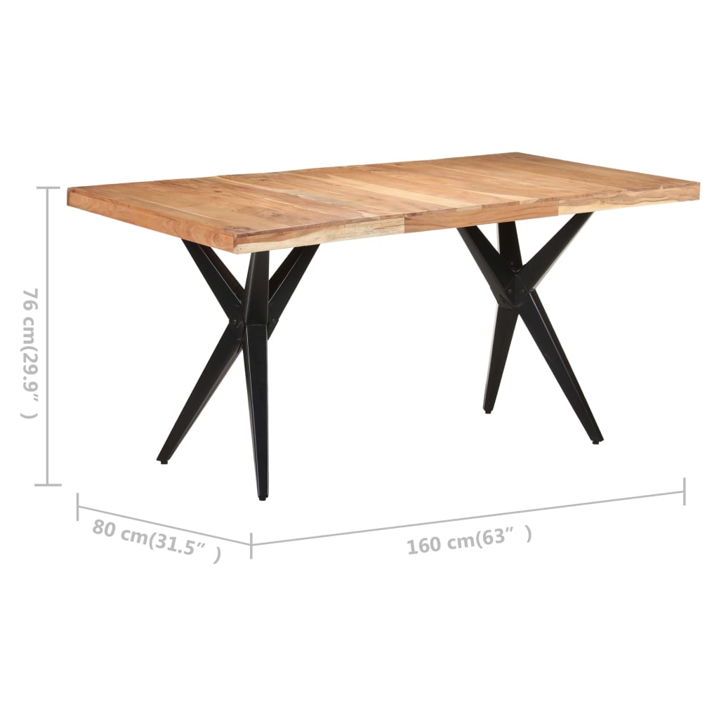vidaXL Masă de bucătărie, 160x80x76 cm, lemn masiv de acacia vidaXL Masă de bucătărie, 160x80x76 cm, lemn masiv de acacia