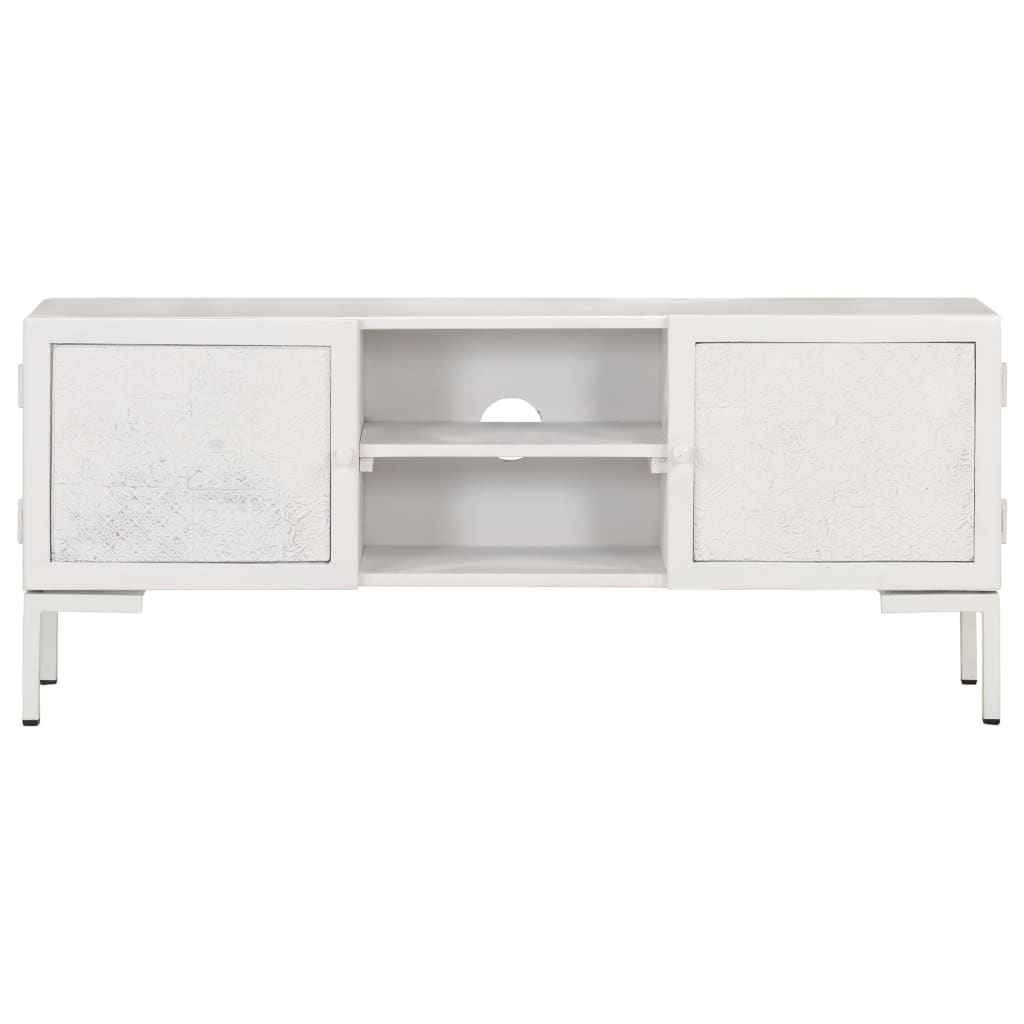 vidaXL Comodă TV, alb, 115x30x46 cm, lemn masiv de mango