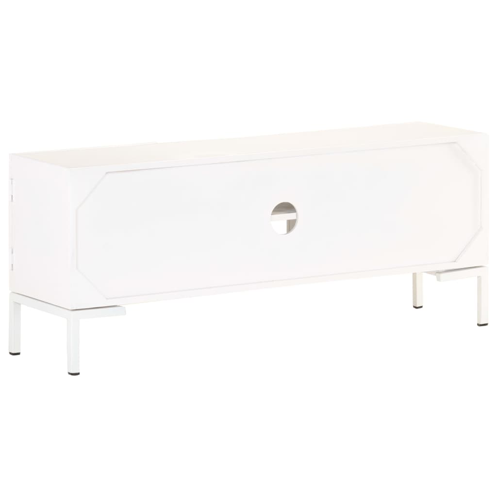 vidaXL Comodă TV, alb, 115x30x46 cm, lemn masiv de mango