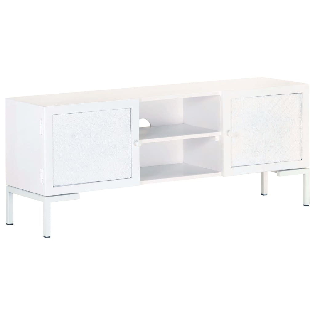 vidaXL Comodă TV, alb, 115x30x46 cm, lemn masiv de mango