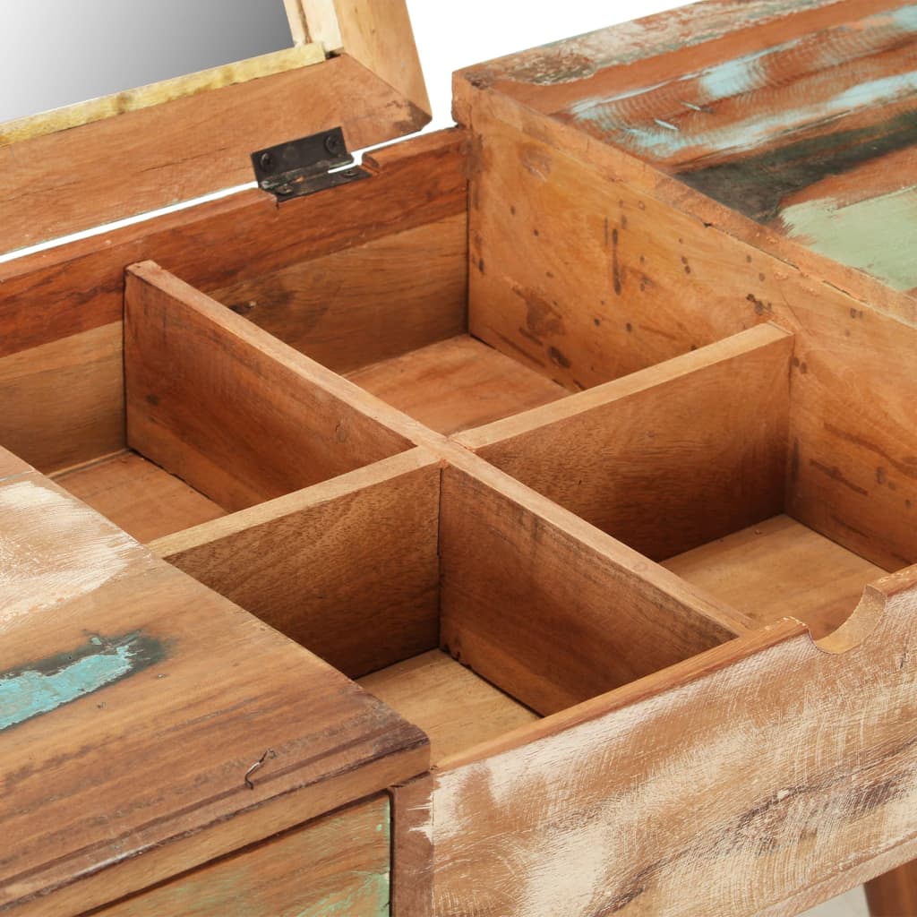 vidaXL Masă de toaletă cu oglindă, 112x45x76 cm, lemn masiv reciclat vidaXL Masă de toaletă cu oglindă, 112x45x76 cm, lemn masiv reciclat
