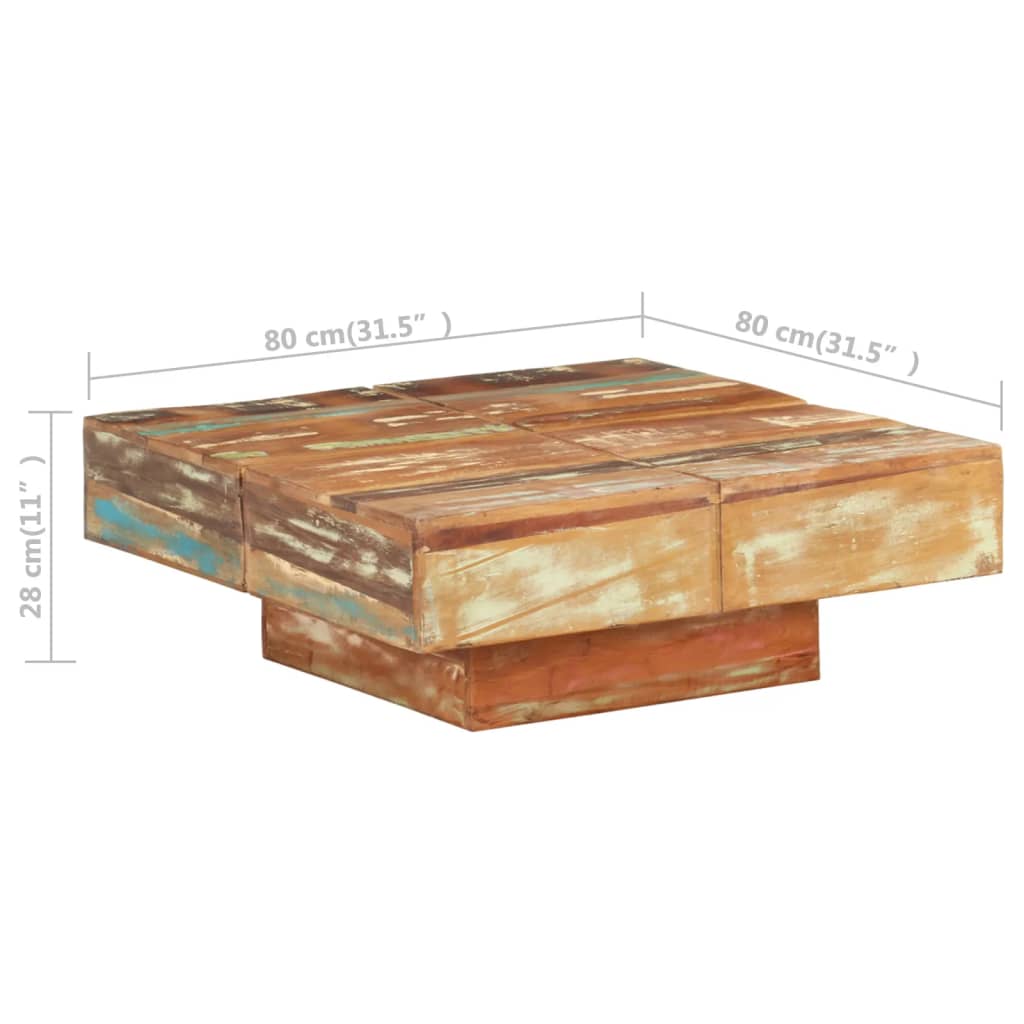 vidaXL Măsuță de cafea, 80x80x28 cm, lemn masiv reciclat vidaXL Măsuță de cafea, 80x80x28 cm, lemn masiv reciclat