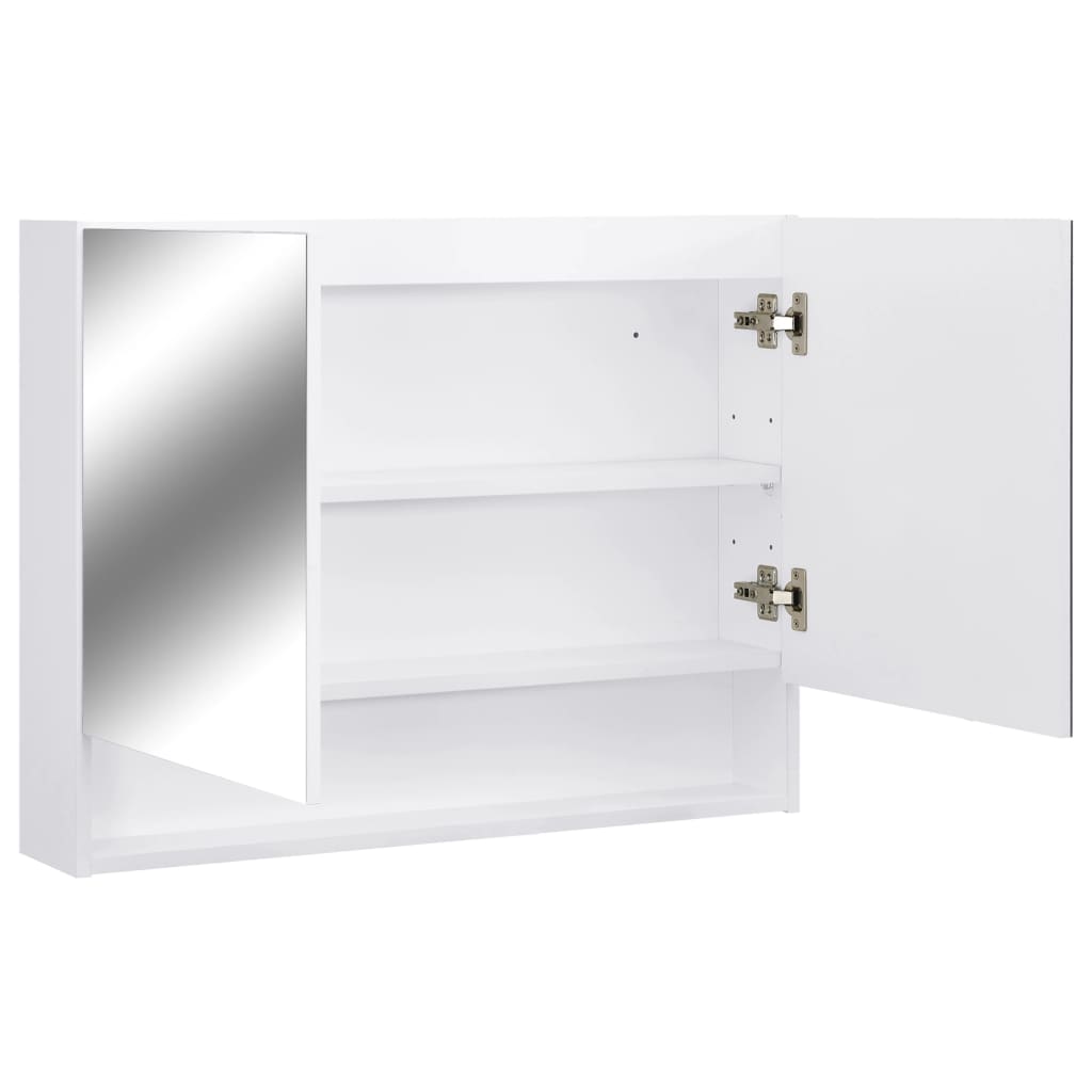 vidaXL Dulap de baie cu oglindă și LED-uri, alb, 80x15x60 cm, MDF vidaXL Dulap de baie cu oglindă și LED-uri, alb, 80x15x60 cm, MDF